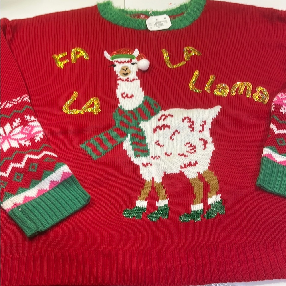 Festive Red Llama Sweater Christmas sweater